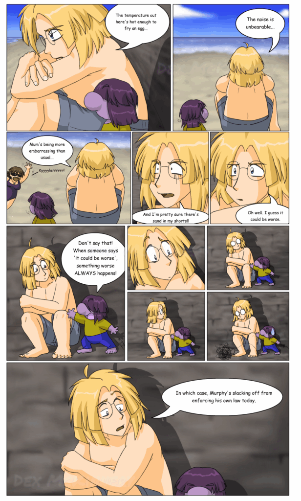 Art Trade Comic of Kyler, Booker and Kyler's Mum from W.A.T.S.O.N. Your Mind? for Gemma (niftihalostudios.com) (2008-08-05)
