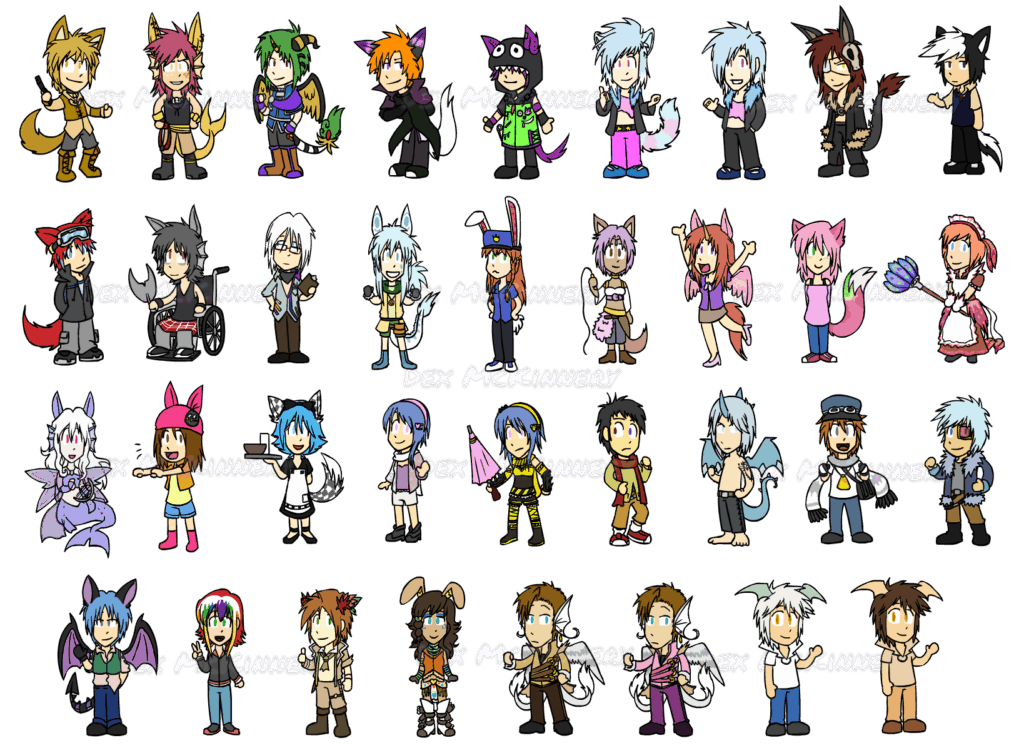 Birthday Gift art chibis of an assortment of Hikarii's characters for Hikarii (hikums) (2013-02-24)
