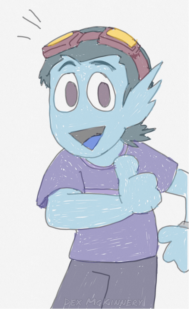 Phone doodle of Adrian Gada from Outcast Hero for Gemma (niftihalostudios.com) (2022-05-06)