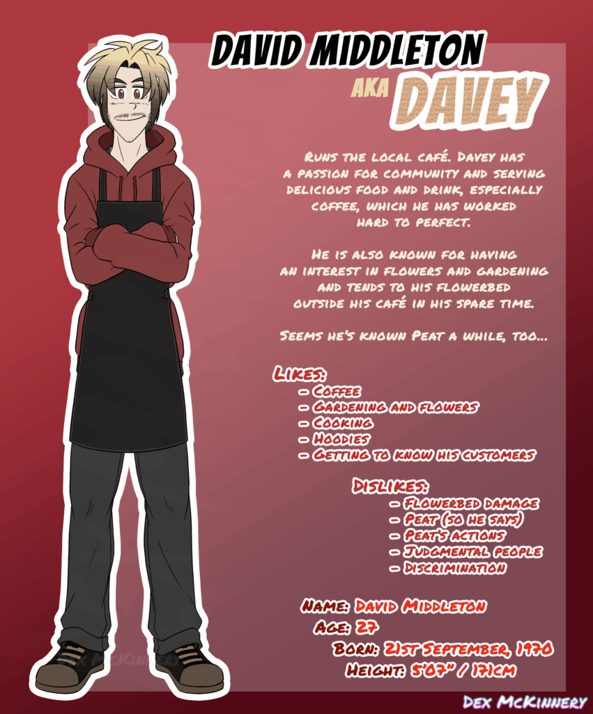 Mini reference sheet for Davey (re:Peat) (drawn 2025-09-29)