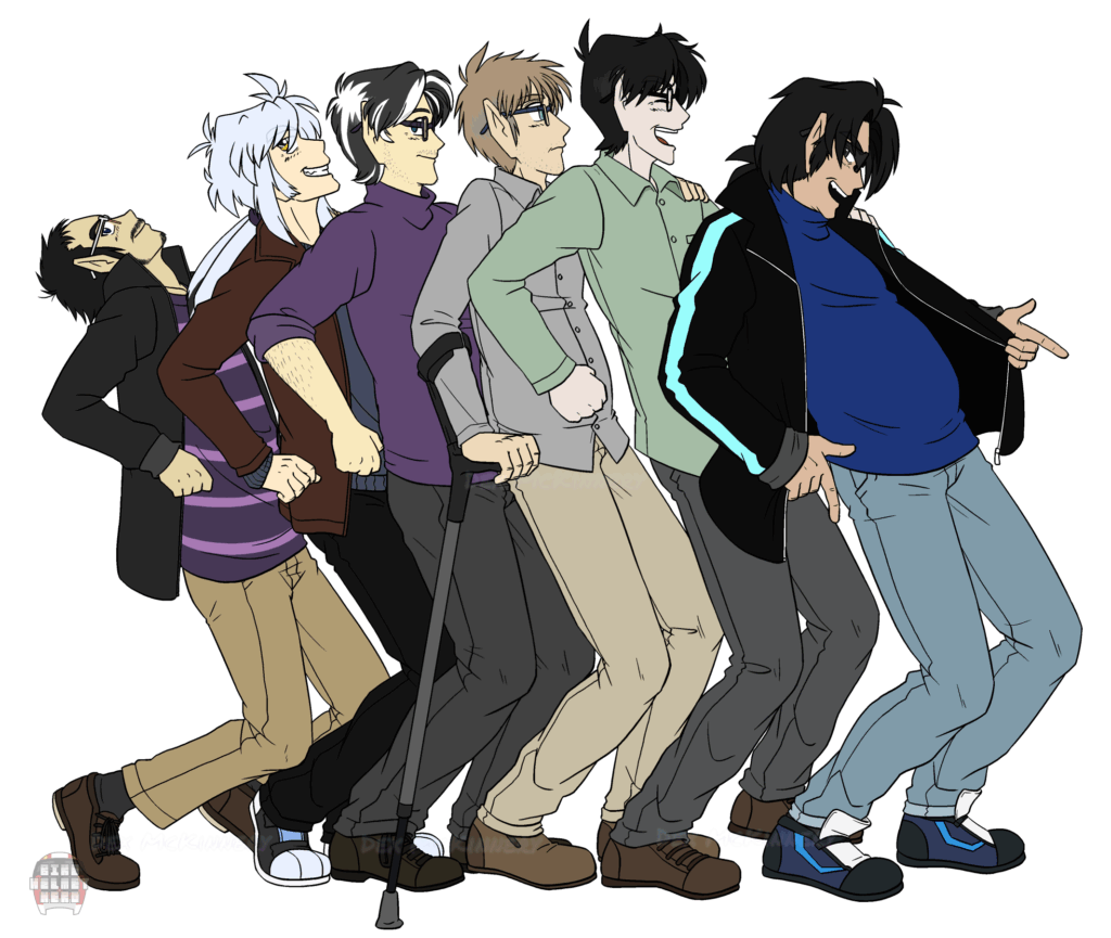 Yoji Maekawa, Toby Ryder, Gunnan Laguna, Neil Morrison, Scott Griffin and Alexander Causey in the poses from the single version album cover of "One Step Beyond..." by Madness. Set in story 2013. (2025-10-19)