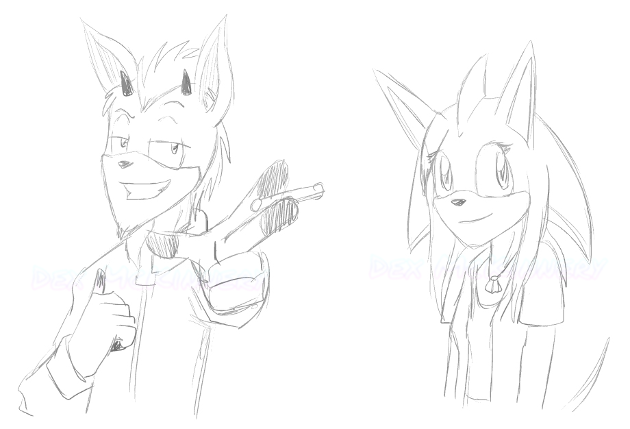 Sketches of Vince and Mandi Monterey for Raichu288 (2009-11-24)