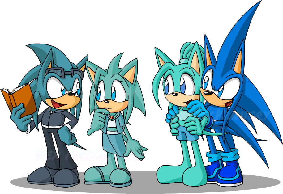 Gift art of Raichu288's characters, Murray, Mandi, Molly and Manta Monterey, drawn in a Sonic the Hedgehog style (2010-01-07)