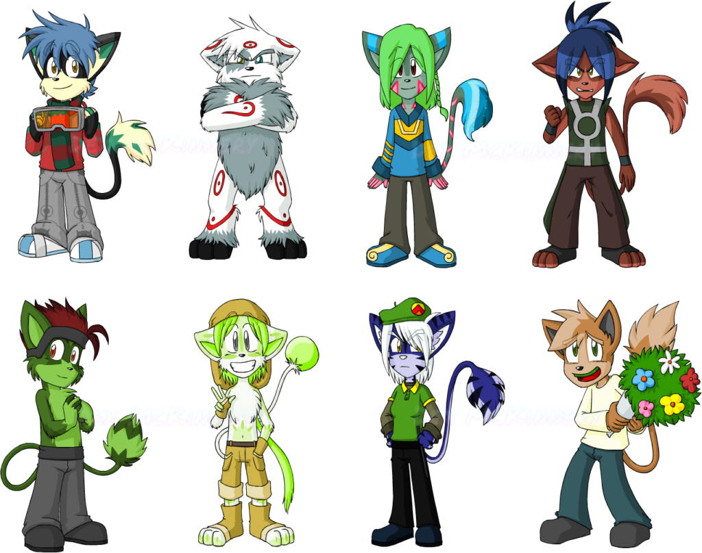 Gift art chibis of a selection of Yomaru's OCs for Yomaru (2012-05-11)