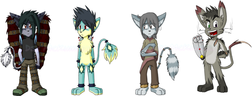 Gift art chibis of a selection of Yomaru's OCs for Yomaru (2012-05-13)