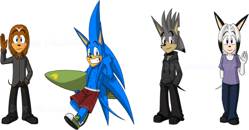 Birthday gift art chibis of Prick, Manta, Sade and Sophie Monterey for Raichu288 (2012-05-19)