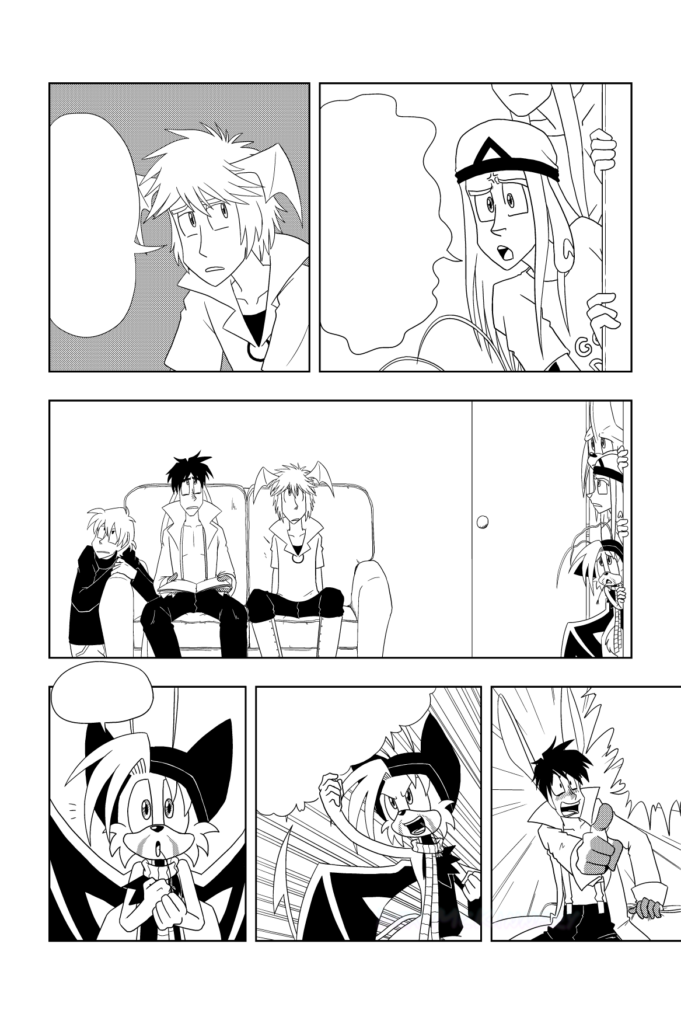 Fill in the Blanks Comic Page (2) featuring Beans (my OC, Terra), Skimma Dimma (Belonging to Cris), Hikarii's OC, Manta Monterey (Raichu288), Kaji's OC and Neiny (my OC, Terra) (2012-07-06)